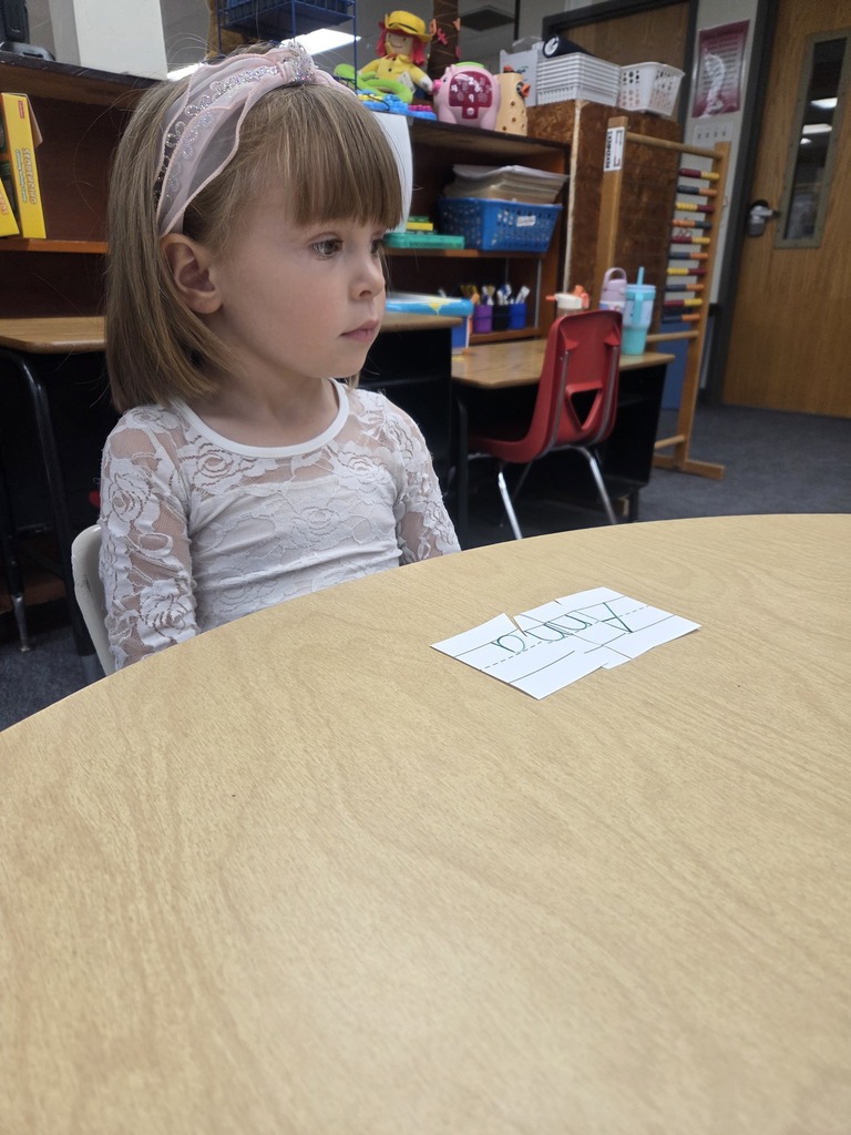 Anna put together a puzzle with letters in her name.