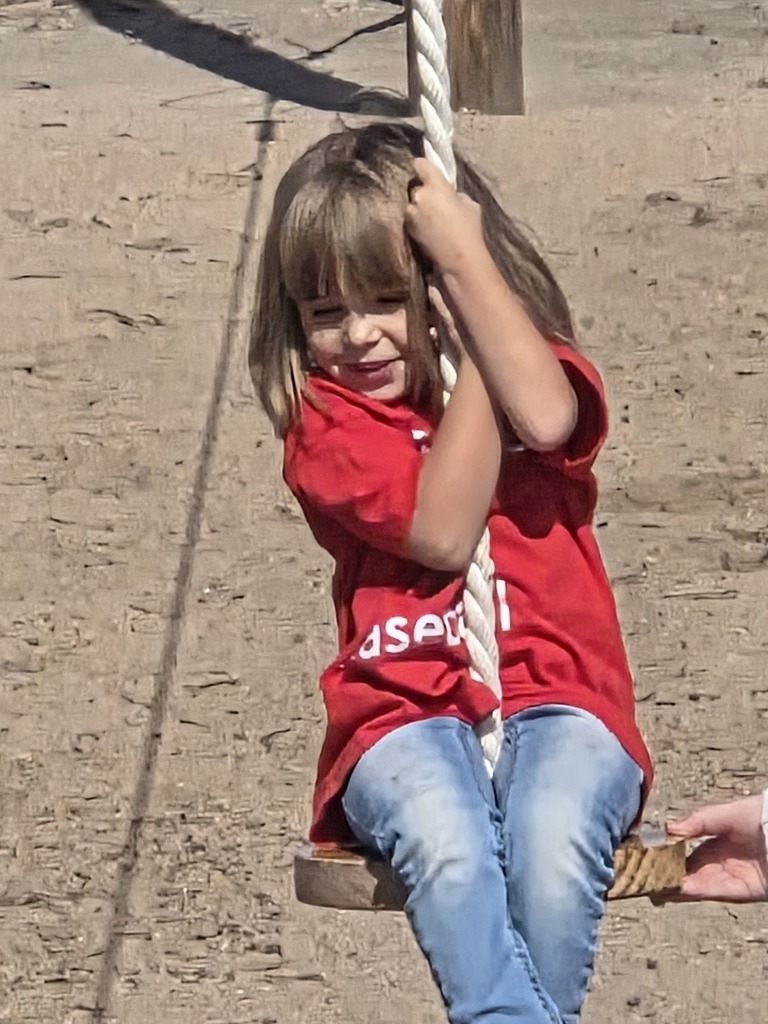 Anna is on the zipline.
