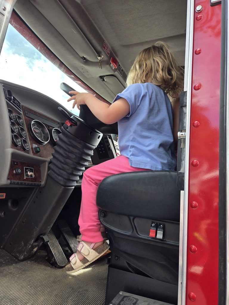 Adabelle in the fire truck.