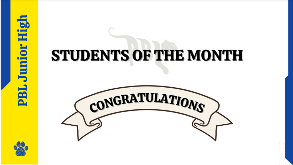 PBL JH October Student of the Month