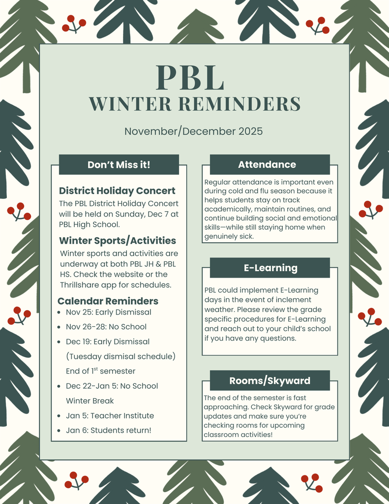 Nov/December Reminders