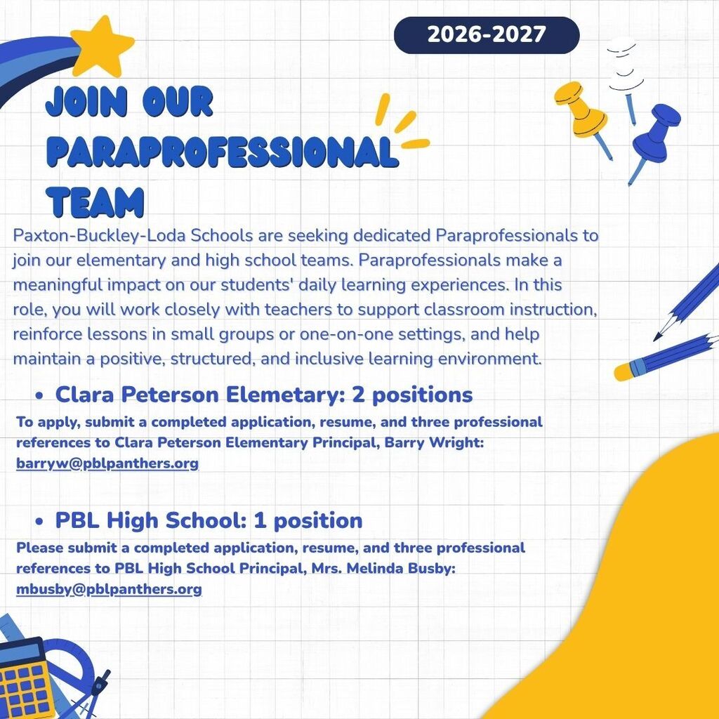 2026-2027 Paraprofessional Openings