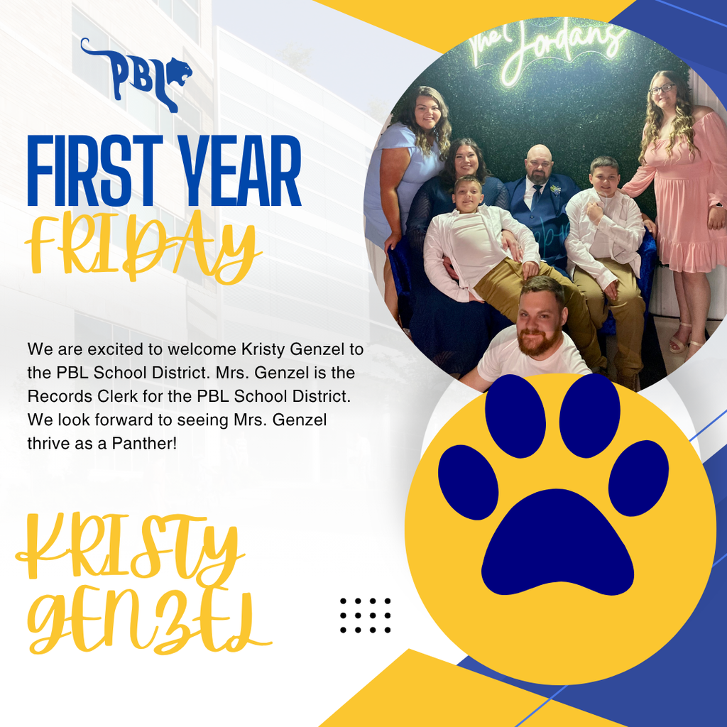 Frist Year Friday - PBL Records Clerk - Mrs. Kristy Genzel