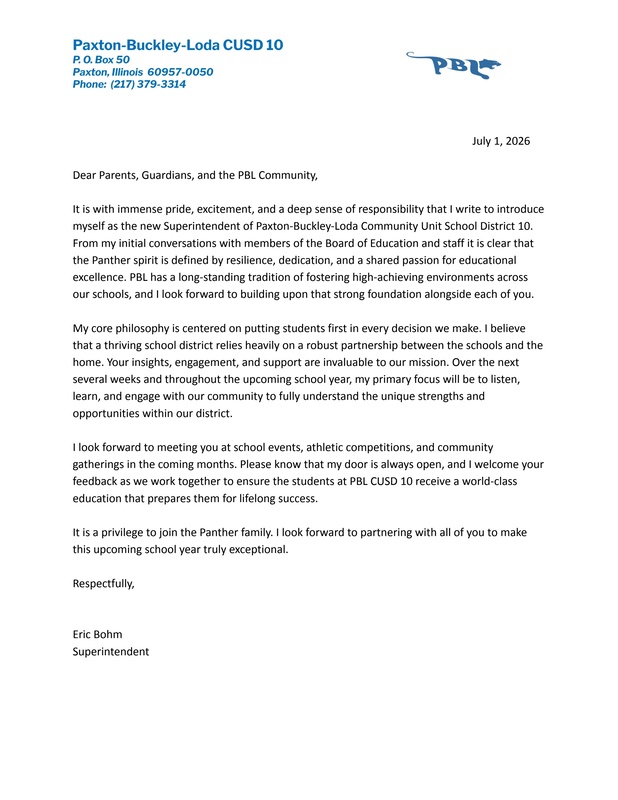 Introductory Letter to Parents
