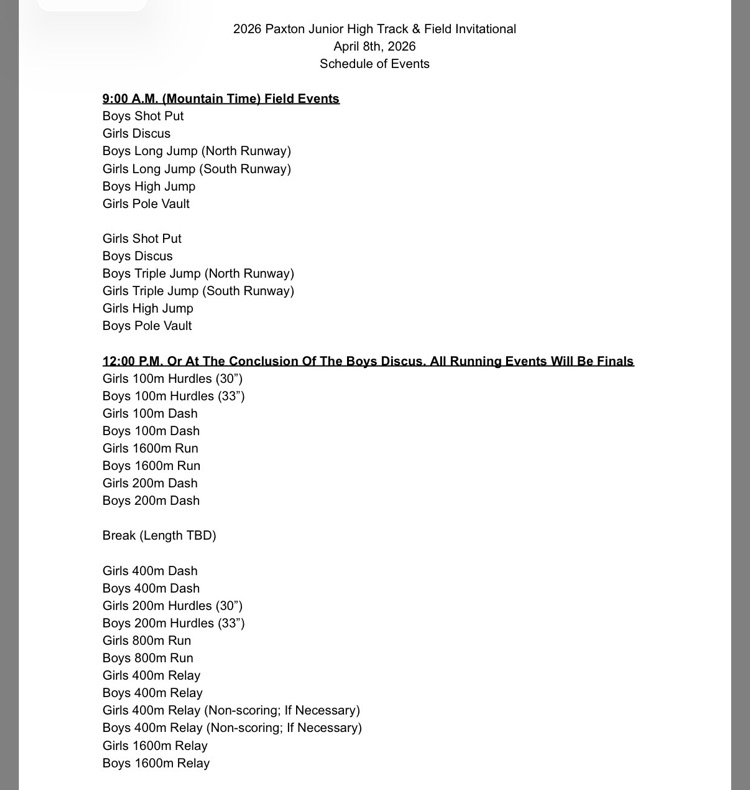 Paxton MS track meet