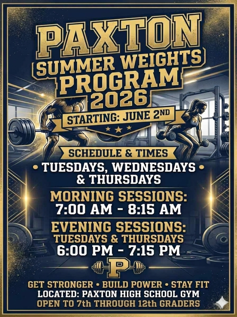 Summer weights start June 2nd! We will be offering two sessions this year to 7th through 12th graders. Monday through Thursday at 6 AM-7:15 AM, and the second session will be offered from 6:00 PM-7:15 PM only on Tuesdays and Thursdays. 7th Graders will need a new physical before being able to participate in the summer weights program. Please join us! A strong turnout directly fuels our sports programs this season. Tigers are known for their power, speed, and agility. If we outwork everyone in the gym, our efforts will pay off later. #Let'sGoTigers!