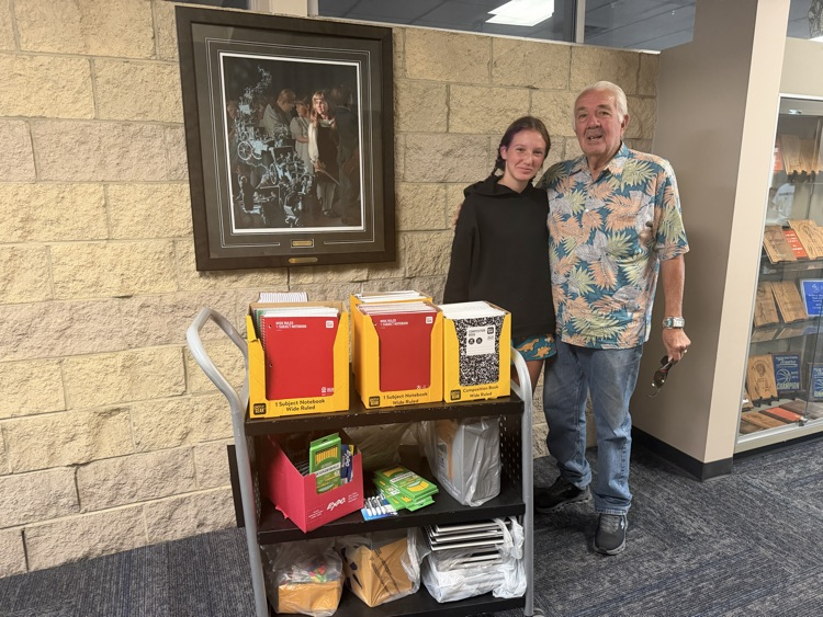 Harper and Chuck delivered 6th Grade school supplies.