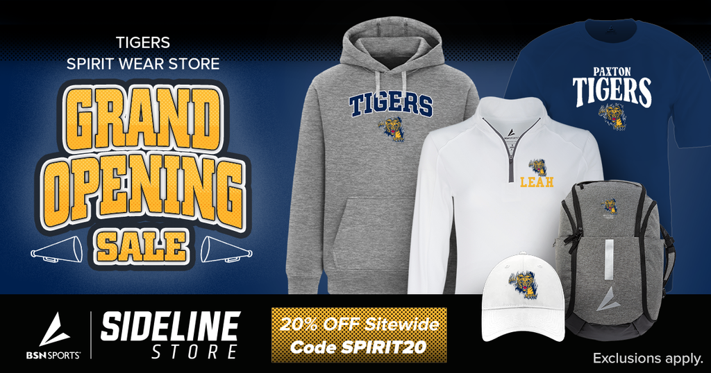 Celebrate the grand opening of your official PAXTON CONSOLIDATED SCHOOLS store with 20% OFF custom tees, hoodies, joggers, hats & more. Hurry—this sale won’t last long. For the 20% off on the entire store use code SPIRIT20. The school will be earning a commission off of each purchase so please come out and support our teams!
