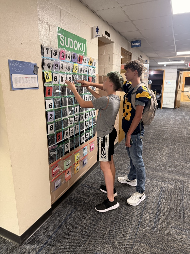 Two students work on Sudoku puzzle
