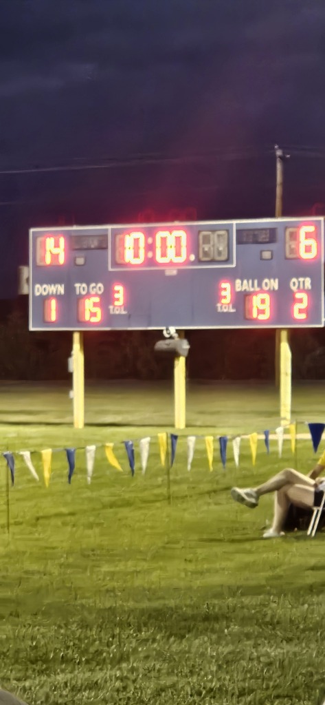 scoreboard showing South platte 14 paxton 6