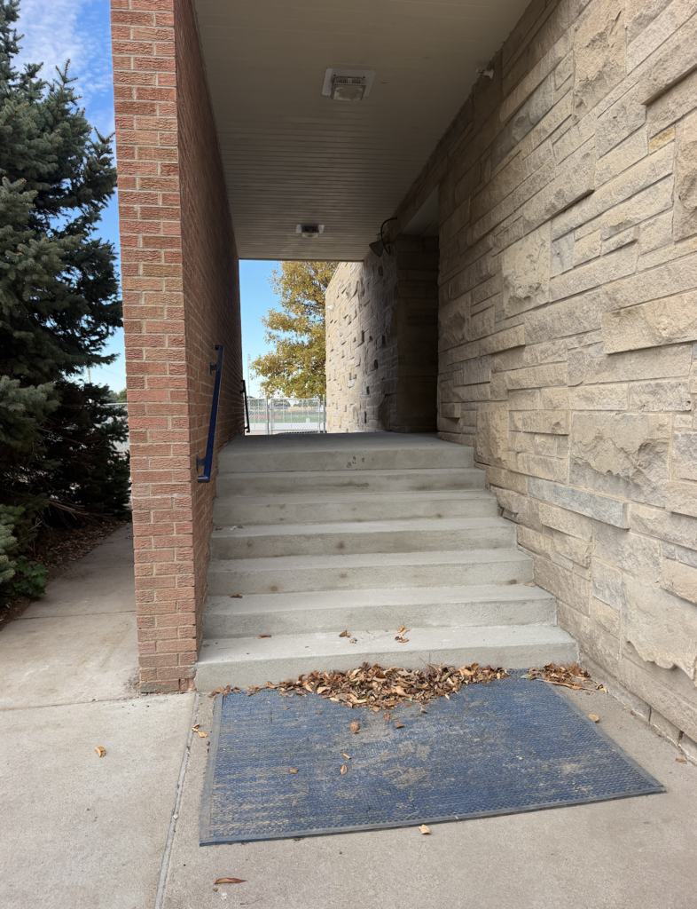 south entrance steps looking west