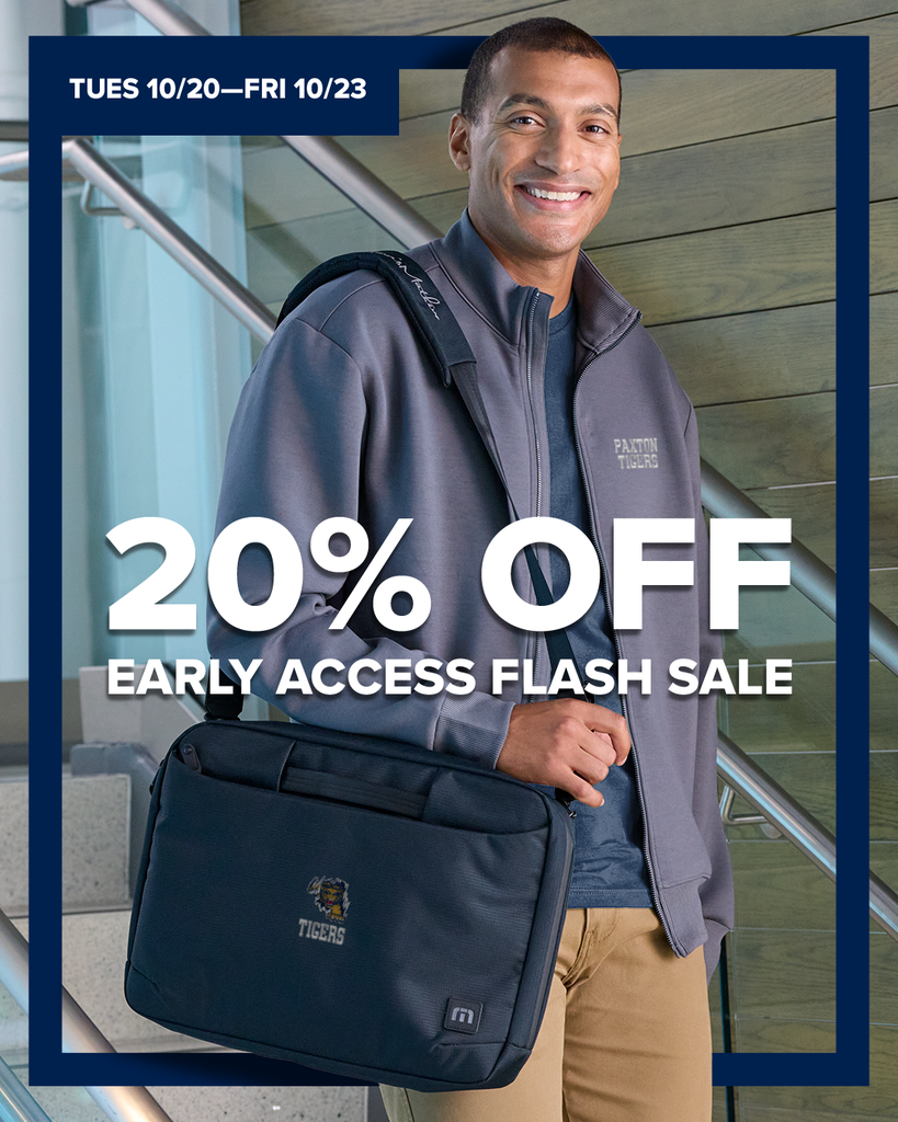 Sign saying 20% off sale for the BSN team store