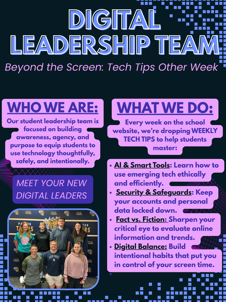 Poster introducing our Digital Leadership team and explaining their purpose is posting weekly tips.