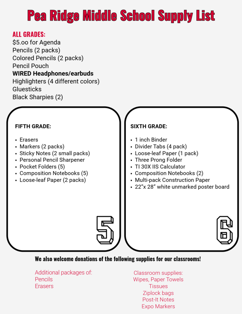 school supply lists