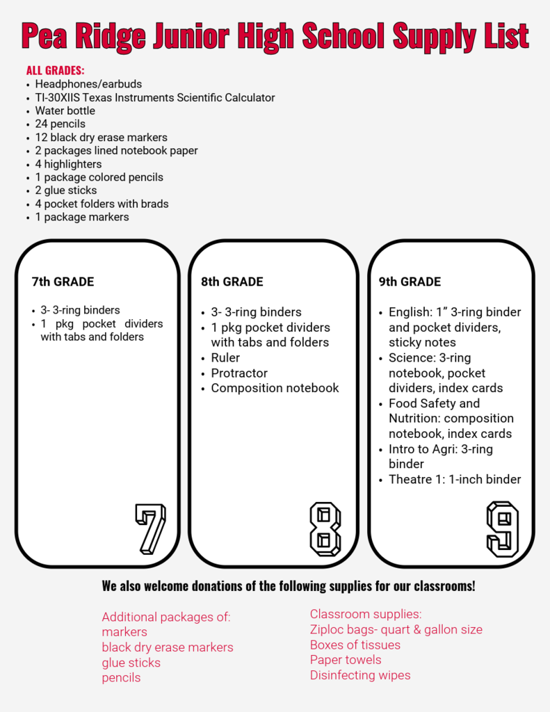 school supply lists