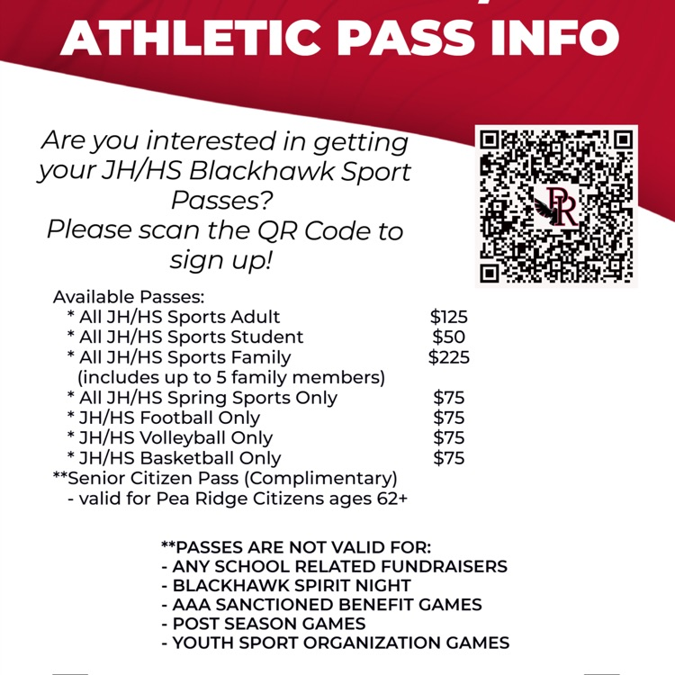Pea Ridge Athletic Pass Information 