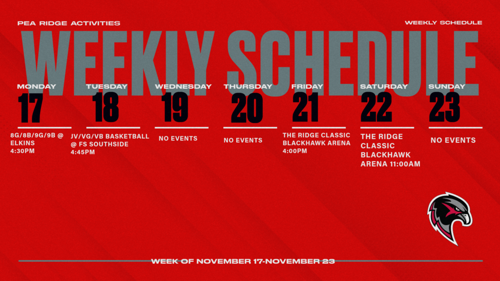 Weekly Schedule (Nov. 17-23)