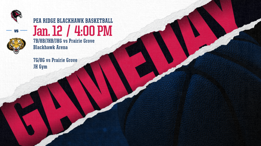7B/8B/JHB/JHG vs Prairie Grove 4pm (Blackhawk Arena), 7G/8G vs Prairie Grove 4pm (JH Gym) 