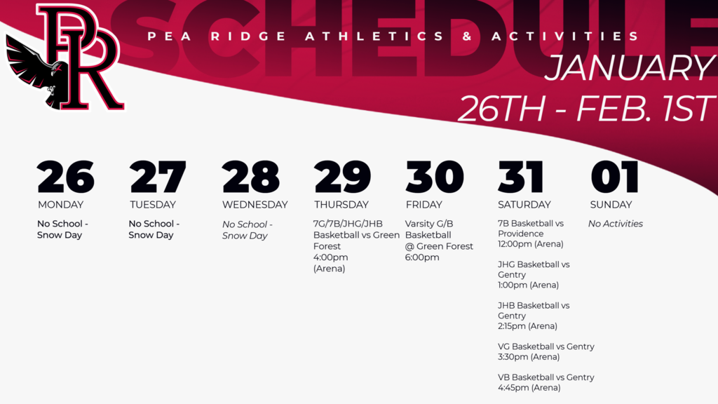 Weekly Schedule (Jan.  26-Feb.  1)