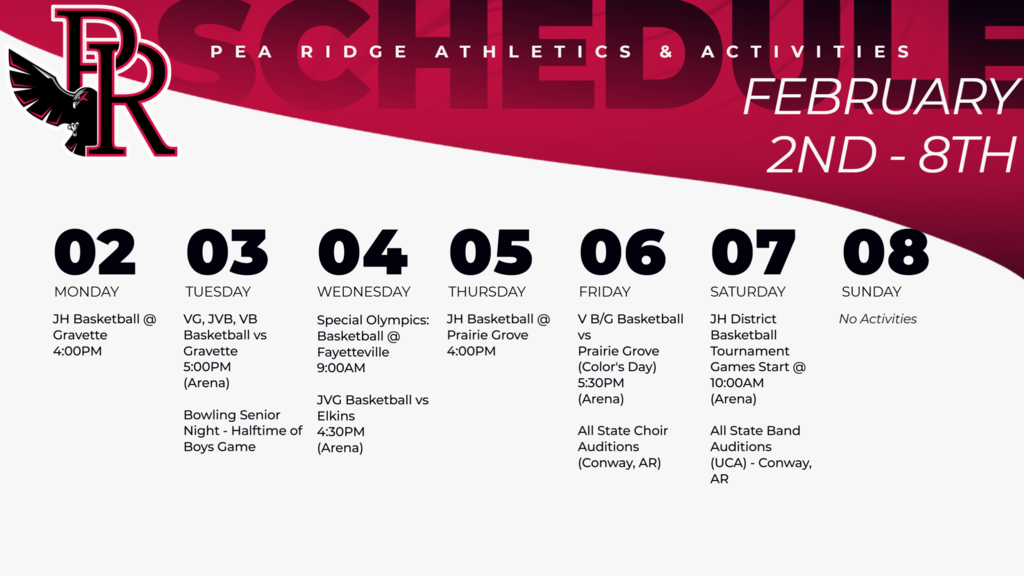 Weekly Schedule (Feb. 2-8)