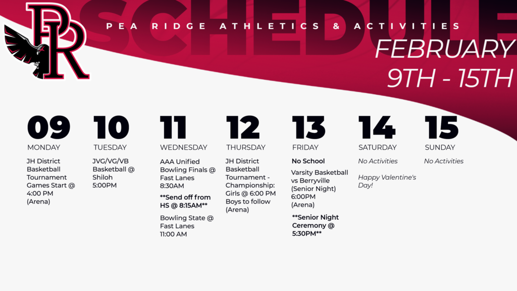 Weekly Schedule (Feb. 9-15)