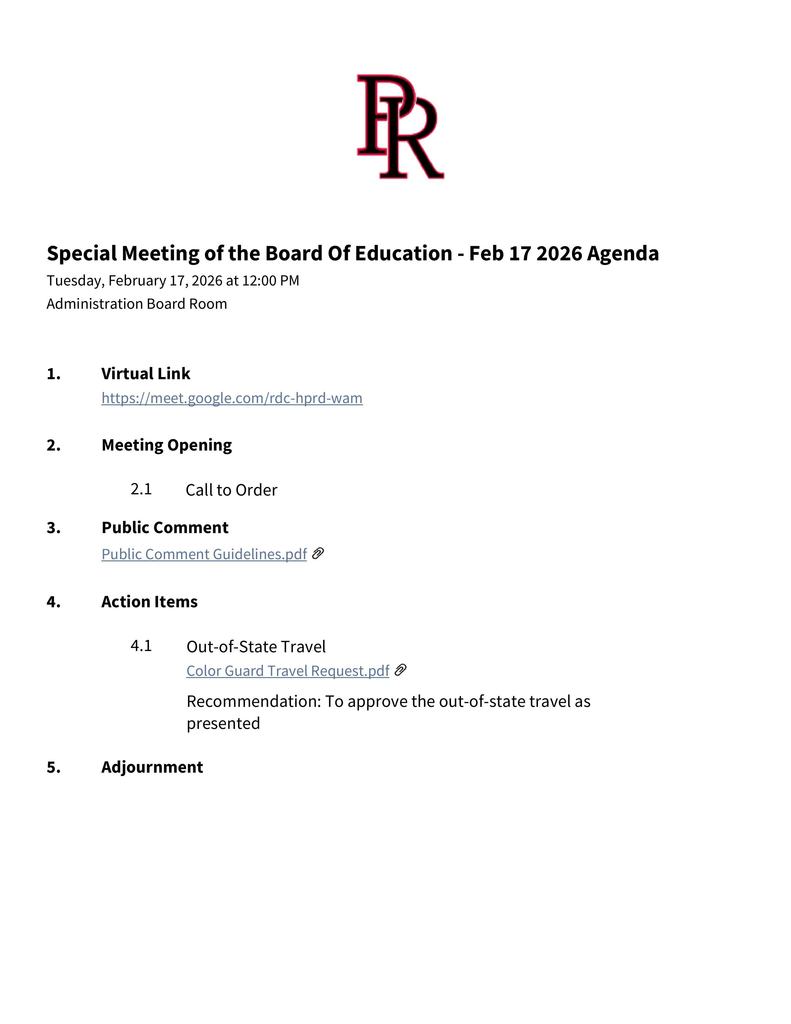 special board meeting