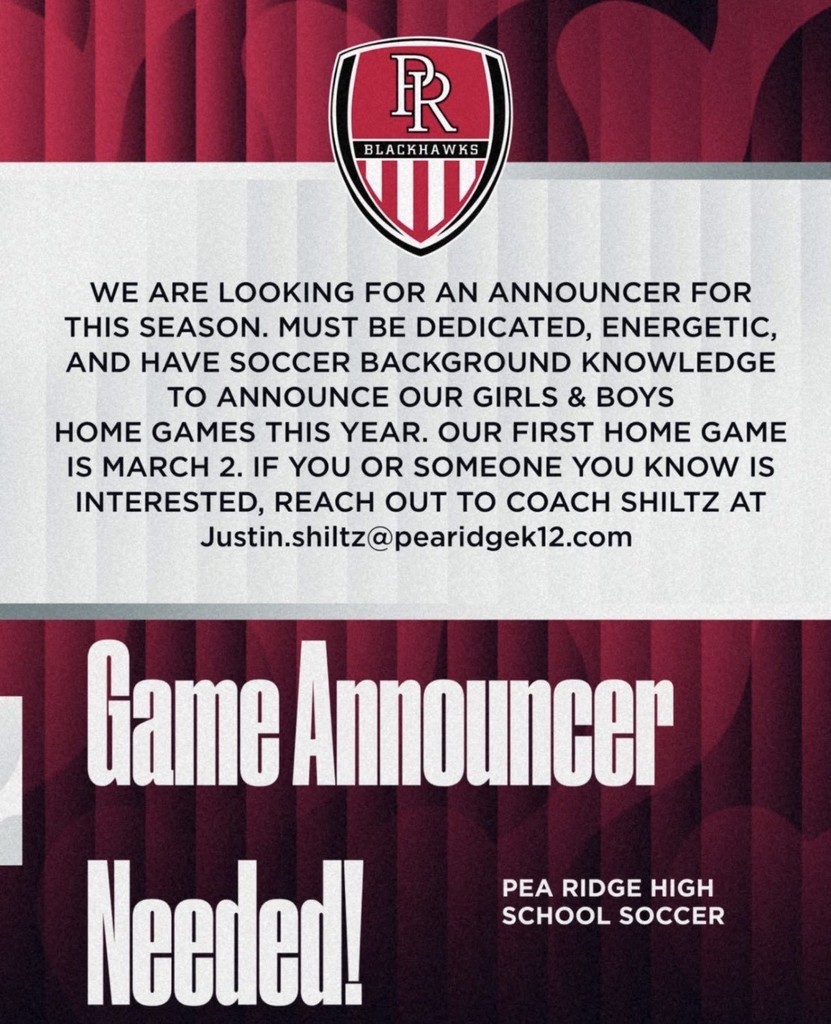 soccer announcer needed