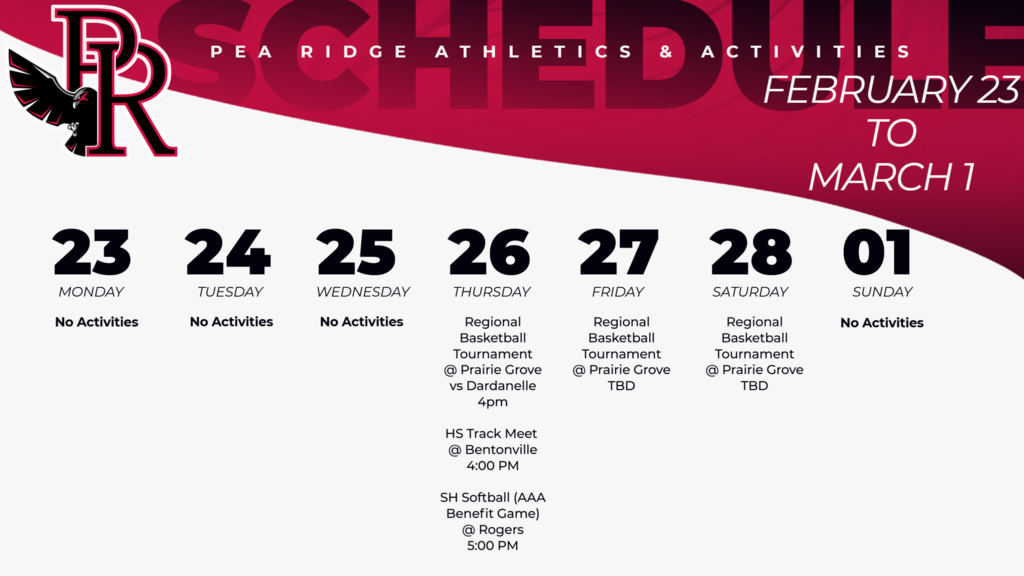 Weekly Schedule (Feb. 23-Mar. 1)