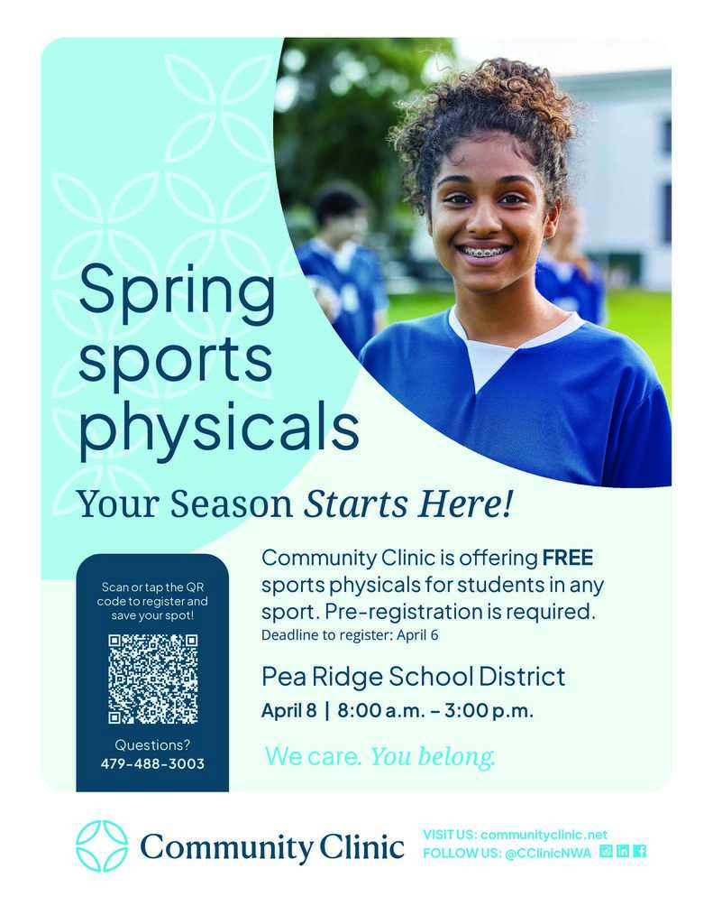 April 8th sports physicals available at community clinic
