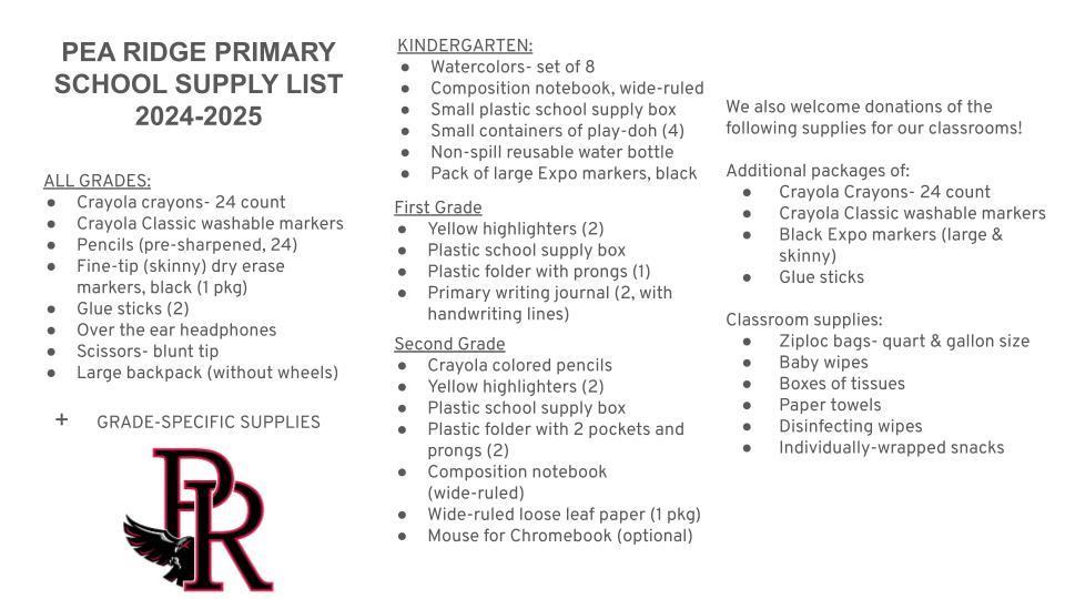 primary supply list