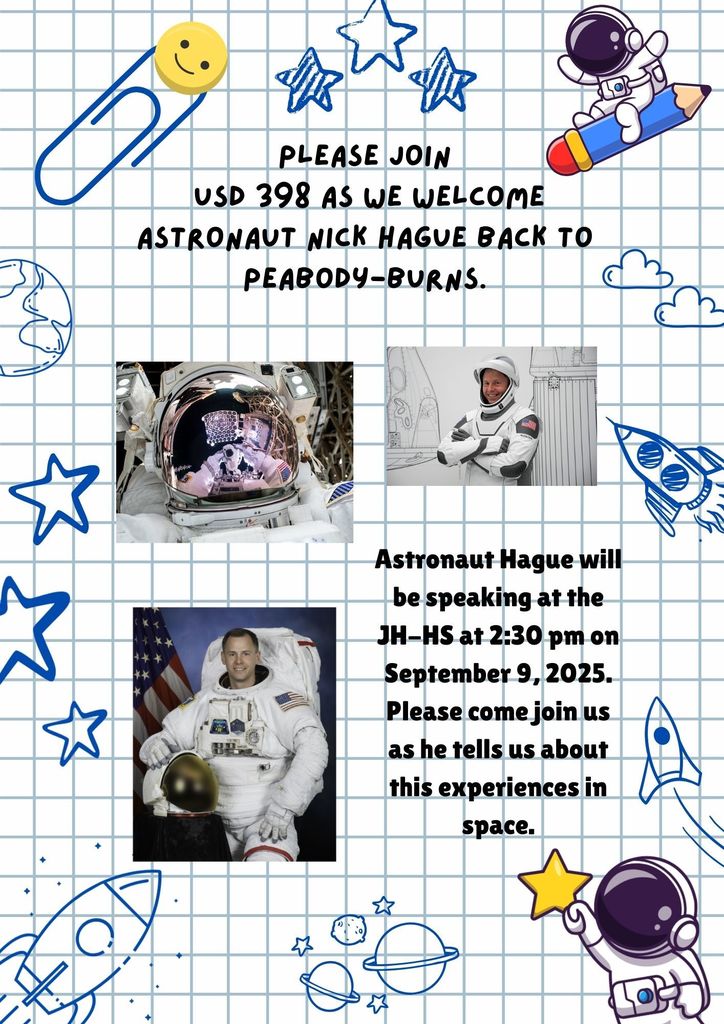 Nick Hague to Visit Peabody-Burns on Sept. 9th at 2:30 pm.