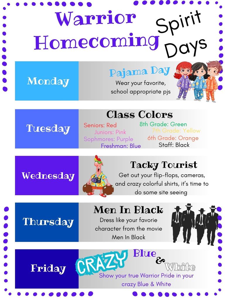 Fall Homecoming Dress up Days