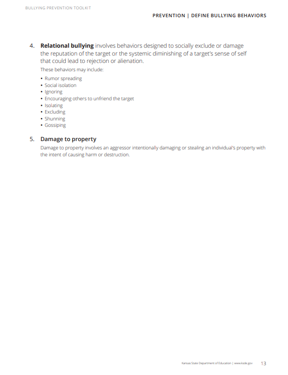 Bullying Prevention Definitions