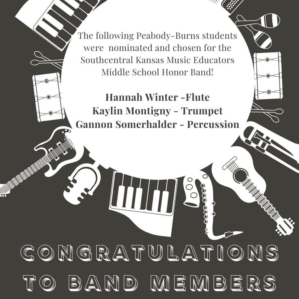 Congratulations to Hannah Winter, Kaylin Montigny and Gannon Somerhalder who make KMEA MS Honor Band!