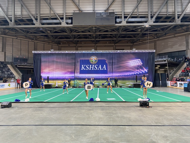 Warriors Cheer!  great work at the KSHSAA Game Day Spirit Show!