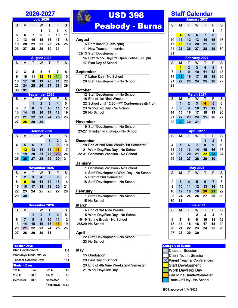 Image of 2026-2027 School Calendar