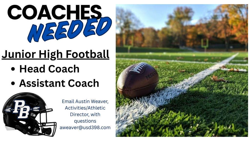 Image of a football field and need for coaches