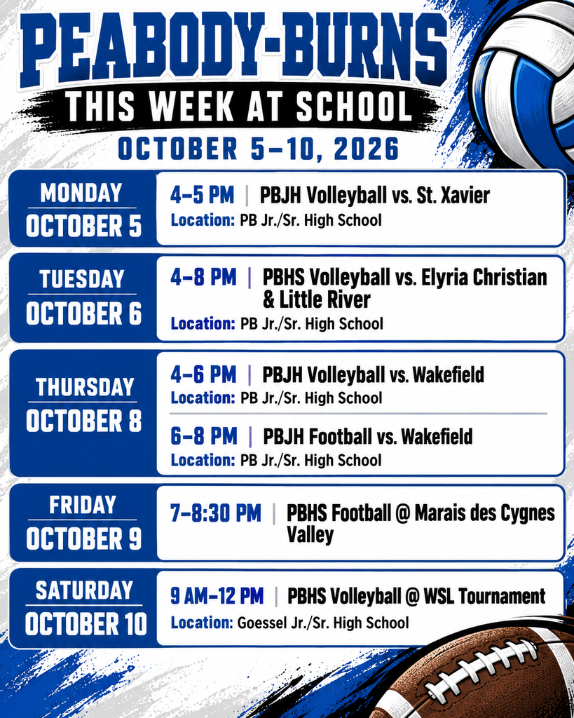 This graphic shows the events of the coming week at Peabody-Burns