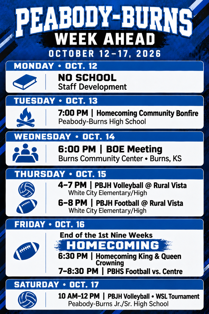 Graphic showing the events of the coming week.