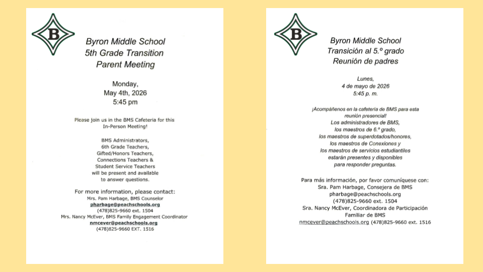 BMS 5th Grade Transition Parent Meeting