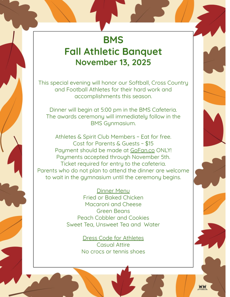 BMS Fall Athletic Banquet