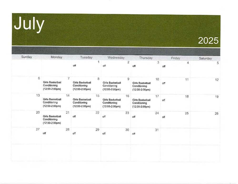 Girls Basketball Conditioning - July 2025