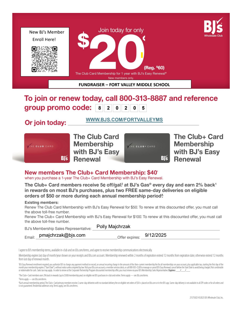 FVMS BJ's Membership Drive