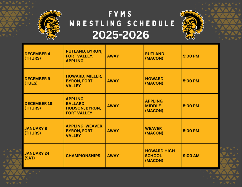 Wrestling Schedule