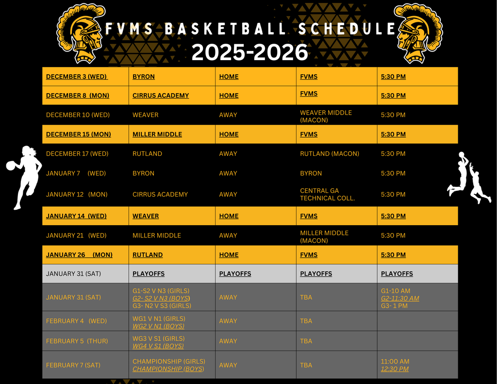 2025-2026 Basketball Schedule