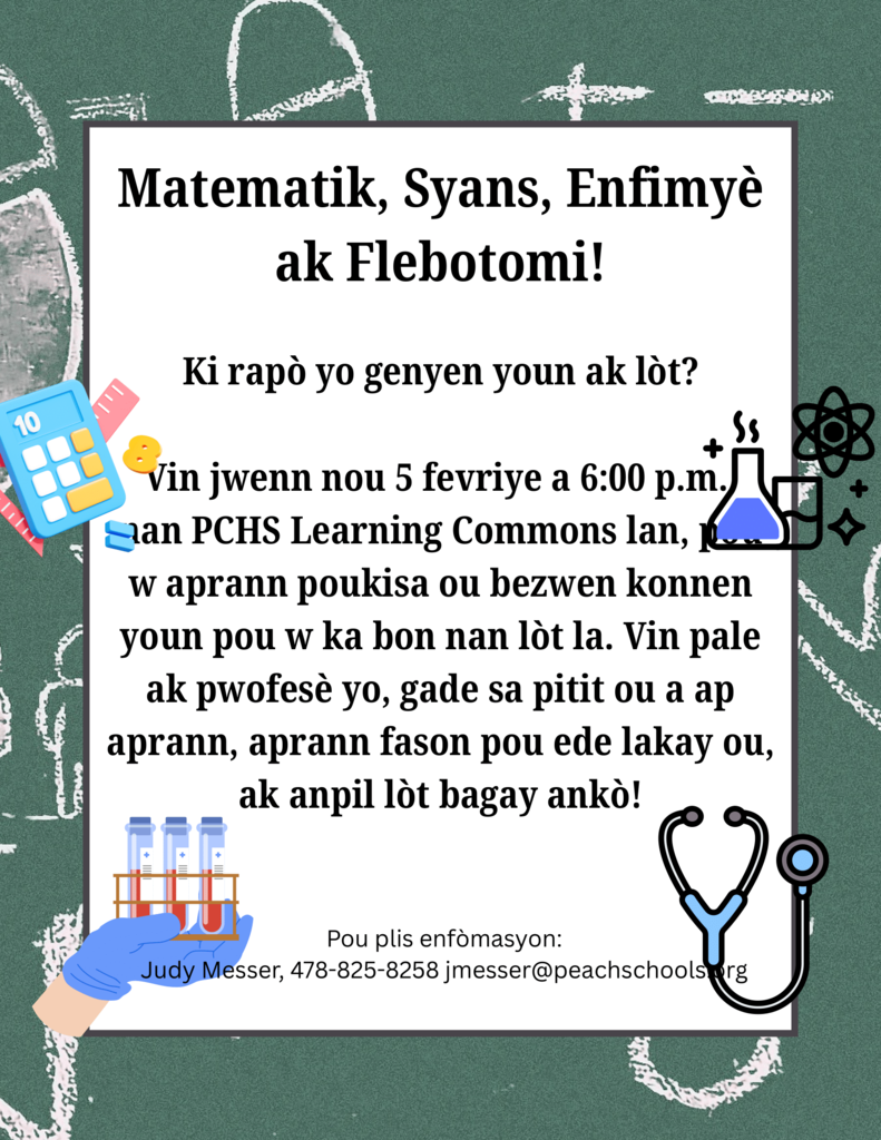 Haitian/ Creole flyer for Math, Science, Nursing, and Phlebotomy Night