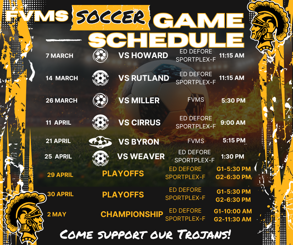Revised Soccer Schedule