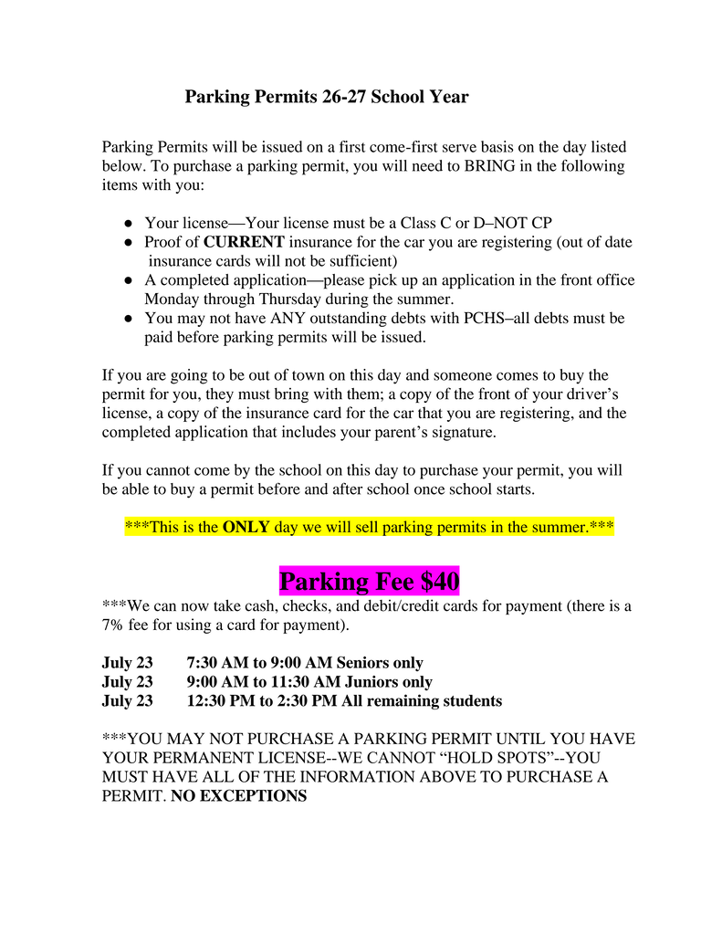 parking permit letter