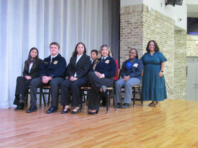 students on stage