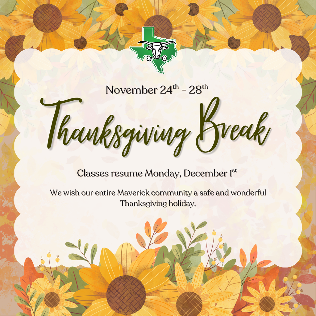 Thanksgiving break November 24th through November 28th